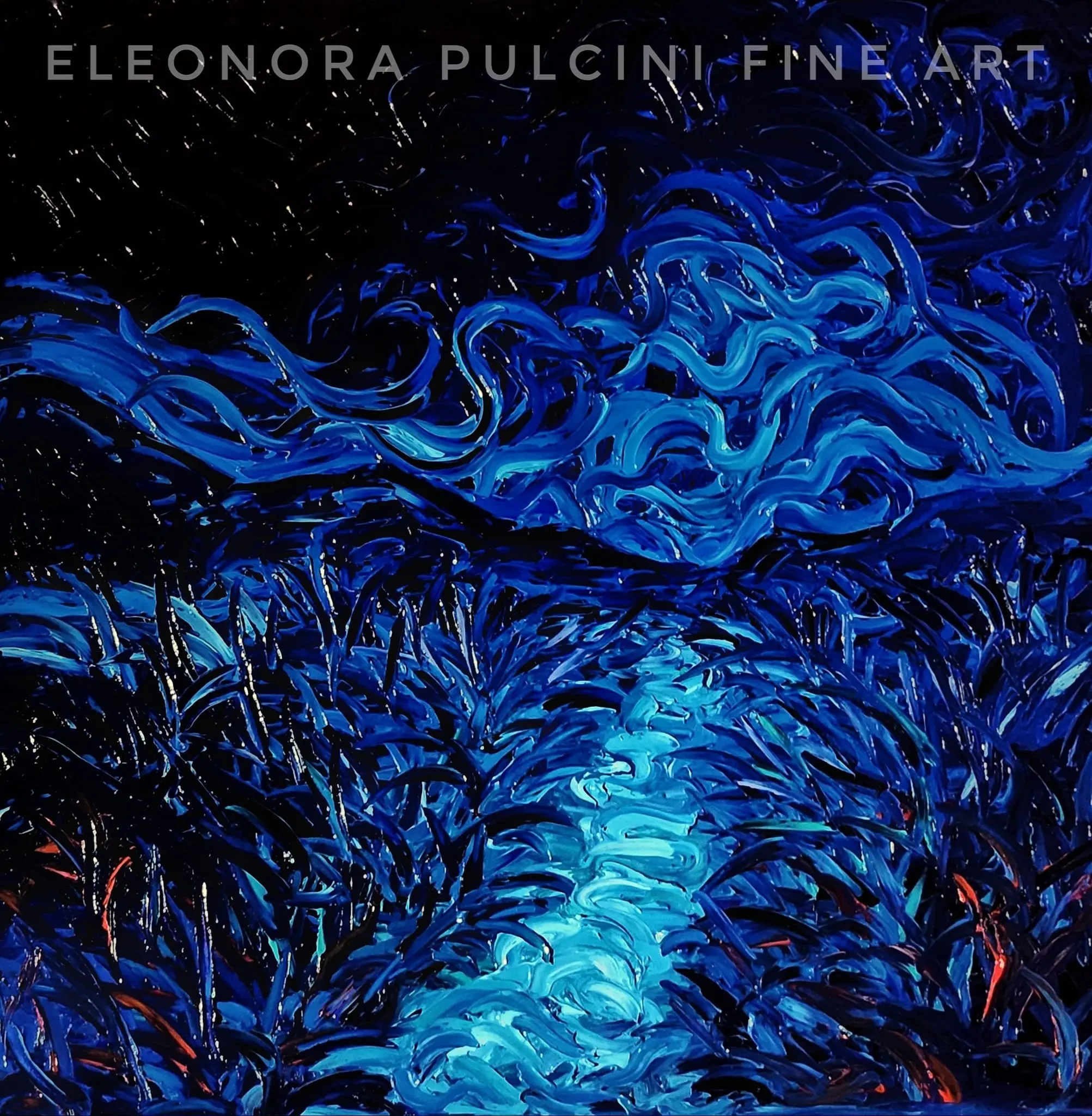 Eleonora Pulcini's dynamic blue abstract fine art painting