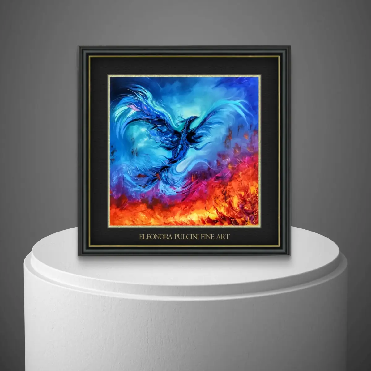 Vibrant abstract art depicting a phoenix in fiery tones