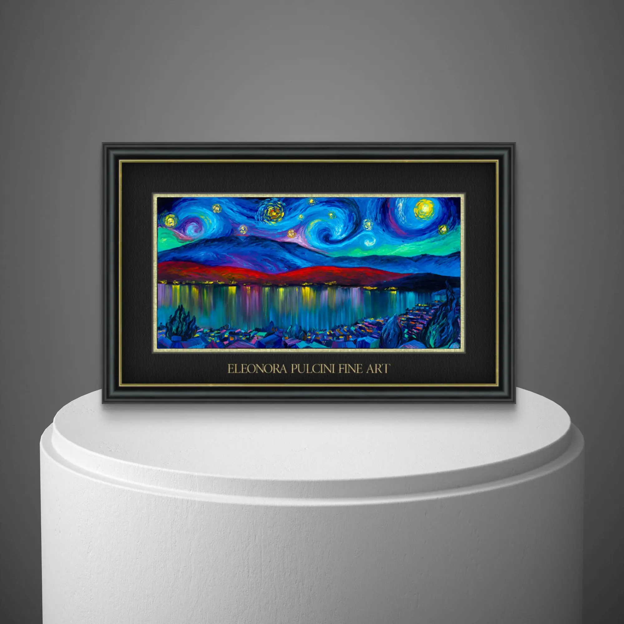 let us heal Vibrant abstract landscape painting in gallery setting